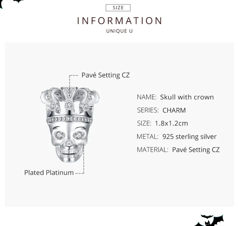 (zdjęcie do) Charms Typu Pandora Czaszka Z Koroną - SCC1361 - Wyświetl 7