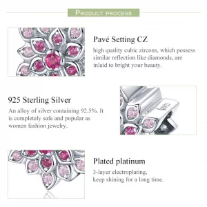 Charms Typu Pandora Czerwony Lotos - BSC038
