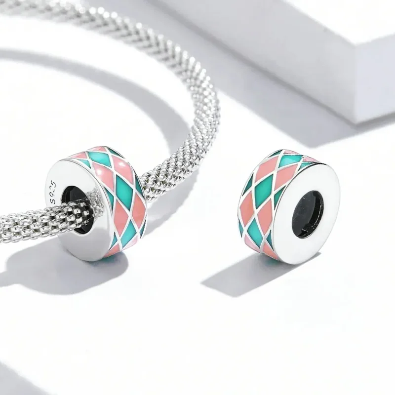 (zdjęcie do) Charms Typu Pandora Diamentowa krata - SCC2165 - Wyświetl 4