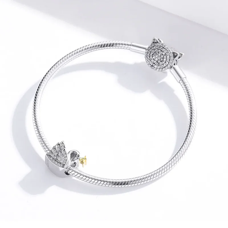 (zdjęcie do) Charms Typu Pandora Dwutonową Księżniczka Łabędź - SCC1343 - Wyświetl 3