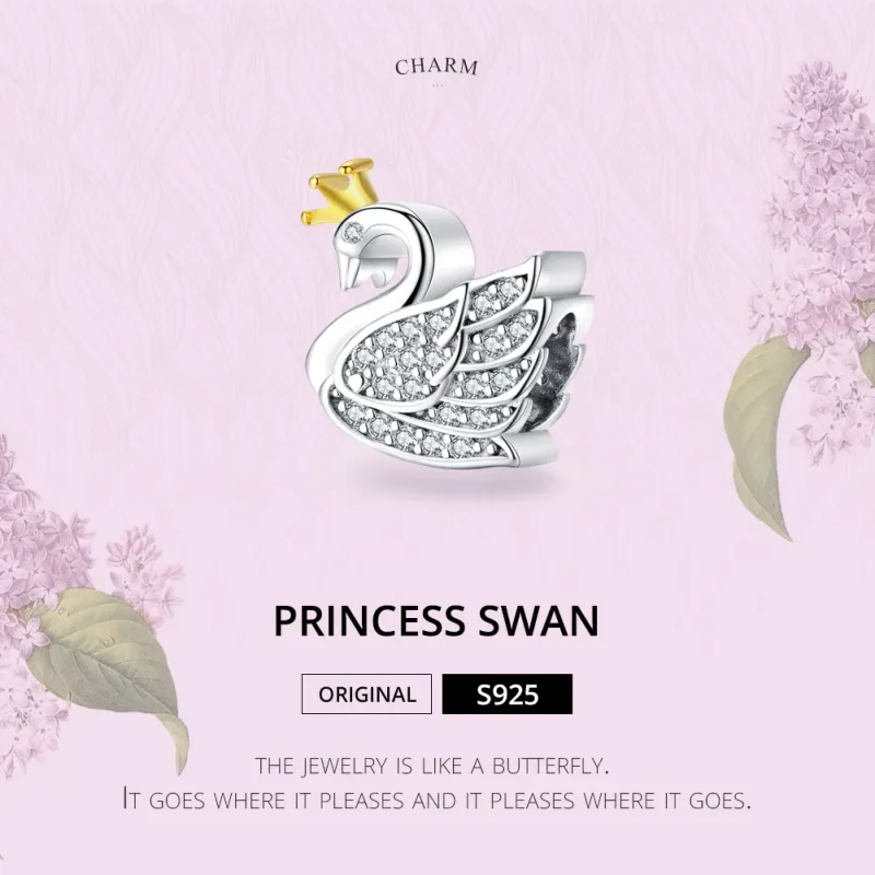 (zdjęcie do) Charms Typu Pandora Dwutonową Księżniczka Łabędź - SCC1343 - Wyświetl 6