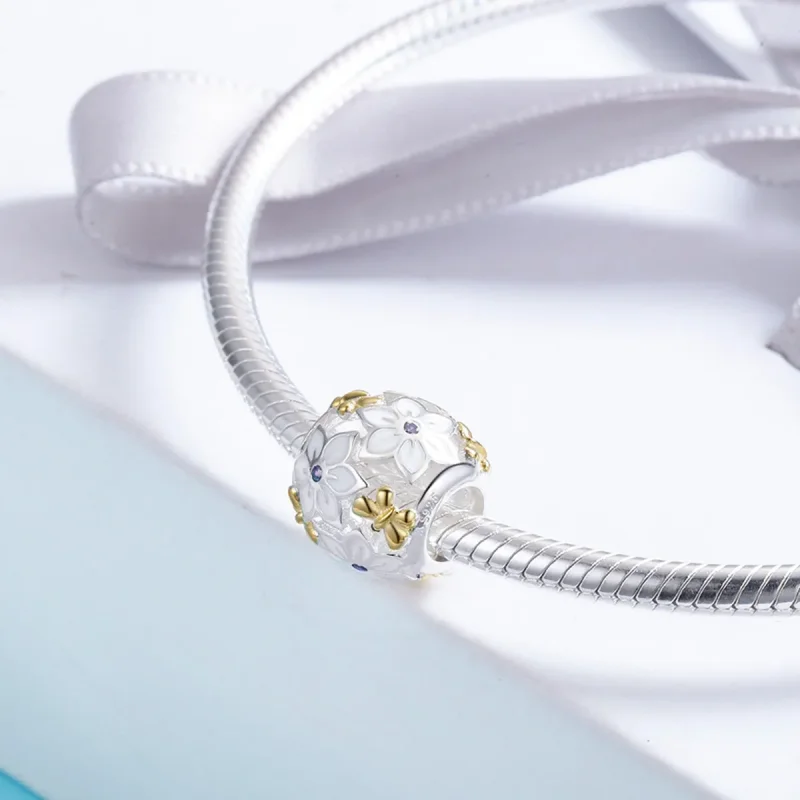 (zdjęcie do) Charms Typu Pandora Dwutonową Kwiaty i motyle - SCC546 - Wyświetl 4
