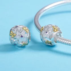 Charms Typu Pandora Dwutonową Kwiaty i motyle - SCC546