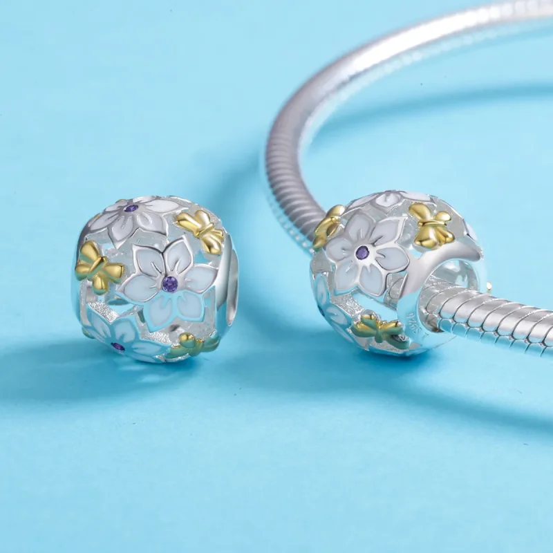 (zdjęcie do) Charms Typu Pandora Dwutonową Kwiaty i motyle - SCC546 - Wyświetl 5