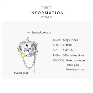 Charms Typu Pandora Dwutonową Magiczny zegar - BSC406