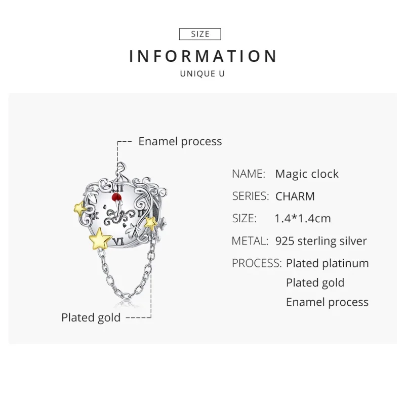 (zdjęcie do) Charms Typu Pandora Dwutonową Magiczny zegar - BSC406 - Wyświetl 8