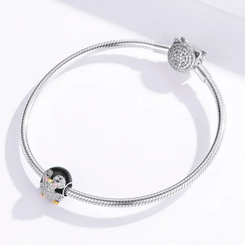 (zdjęcie do) Charms Typu Pandora Dwutonową Pingwin - BSC126 - Wyświetl 3