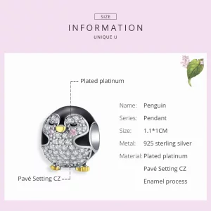 Charms Typu Pandora Dwutonową Pingwin - BSC126
