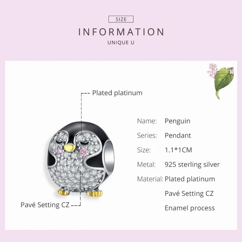 (zdjęcie do) Charms Typu Pandora Dwutonową Pingwin - BSC126 - Wyświetl 6