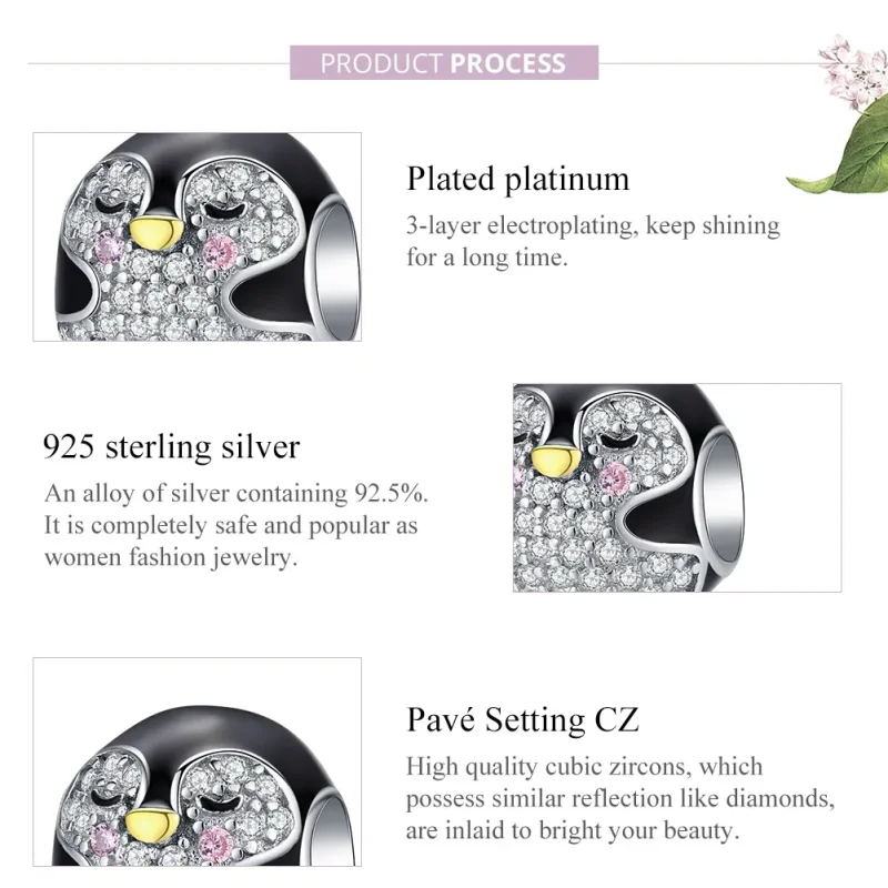 (zdjęcie do) Charms Typu Pandora Dwutonową Pingwin - BSC126 - Wyświetl 7