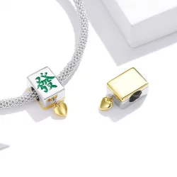 Charms Typu Pandora Dwutonową Płytki Mahjong - SCC1751