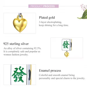 Charms Typu Pandora Dwutonową Płytki Mahjong - SCC1751