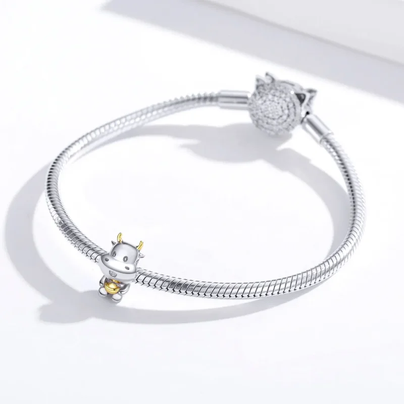 (zdjęcie do) Charms Typu Pandora Dwutonową Szczęśliwa krowa - SCC1709 - Wyświetl 3