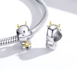 Charms Typu Pandora Dwutonową Szczęśliwa krowa - SCC1709