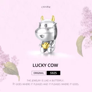 Charms Typu Pandora Dwutonową Szczęśliwa krowa - SCC1709