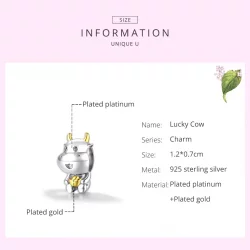 Charms Typu Pandora Dwutonową Szczęśliwa krowa - SCC1709