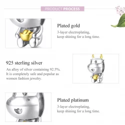 Charms Typu Pandora Dwutonową Szczęśliwa krowa - SCC1709