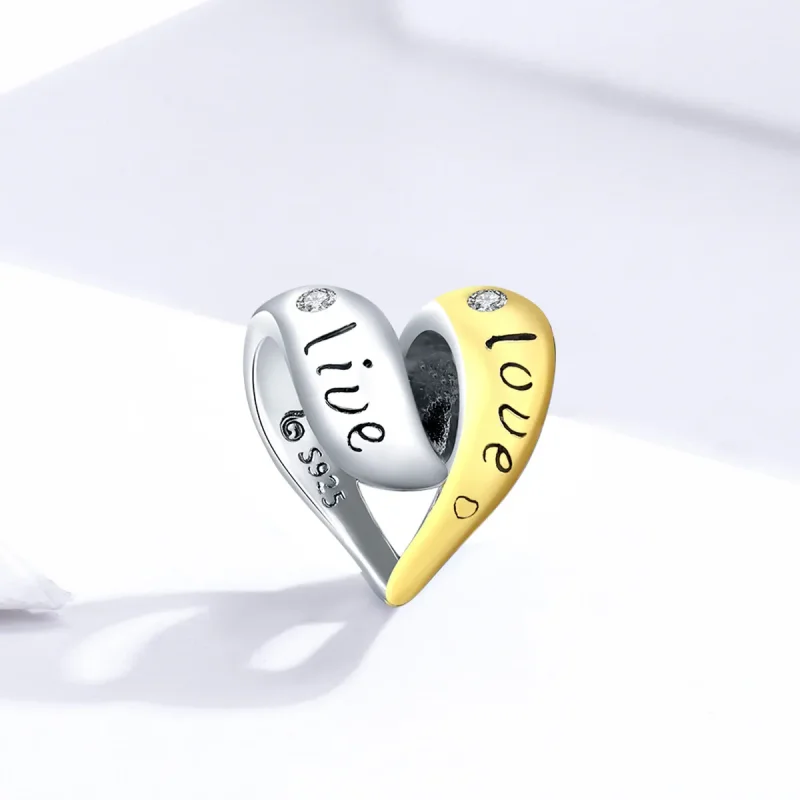 (zdjęcie do) Charms Typu Pandora Dwutonową Zakochany - BSC227 - Wyświetl 2