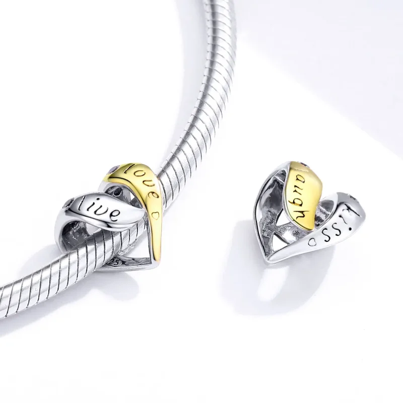 (zdjęcie do) Charms Typu Pandora Dwutonową Zakochany - BSC227 - Wyświetl 4
