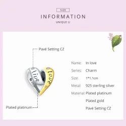 Charms Typu Pandora Dwutonową Zakochany - BSC227