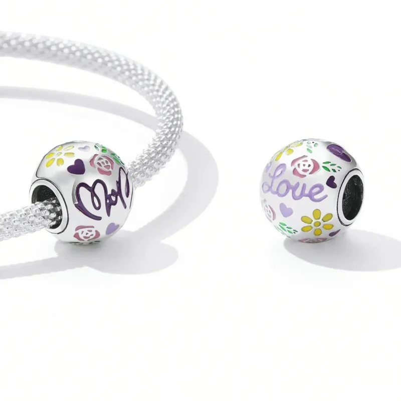 (zdjęcie do) Charms Typu Pandora Dzień Matki - Kolorowe Doodle - BSC595 - Wyświetl 4