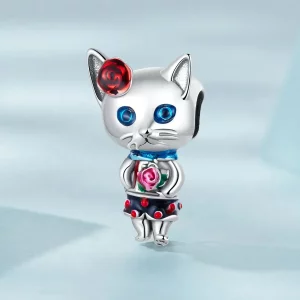 Charms Typu Pandora Dziwny kot - SCC2377