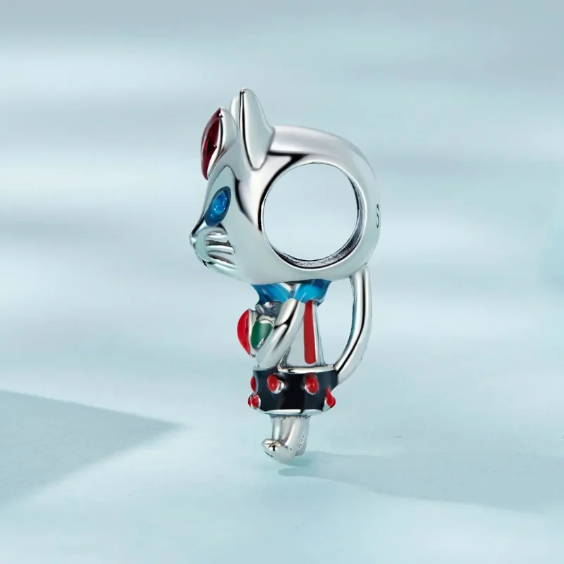 (zdjęcie do) Charms Typu Pandora Dziwny kot - SCC2377 - Wyświetl 3