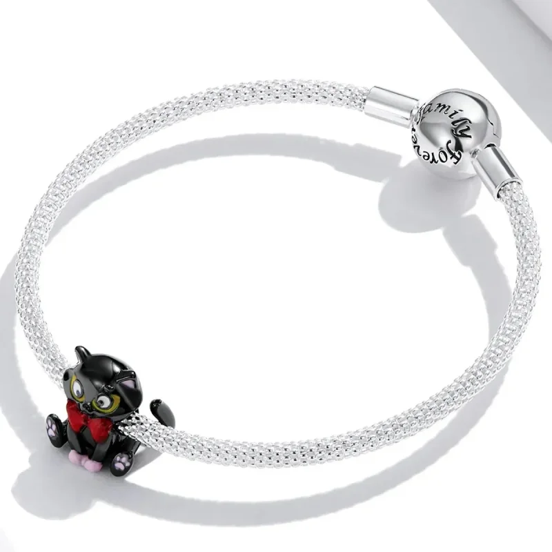 (zdjęcie do) Charms Typu Pandora Elegancki Czarny Kot - SCC2031 - Wyświetl 3