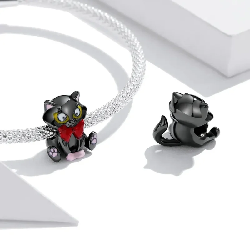 (zdjęcie do) Charms Typu Pandora Elegancki Czarny Kot - SCC2031 - Wyświetl 4