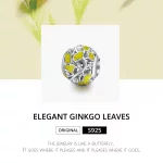 Charms Typu Pandora Eleganckie liście miłorzębu - BSC334