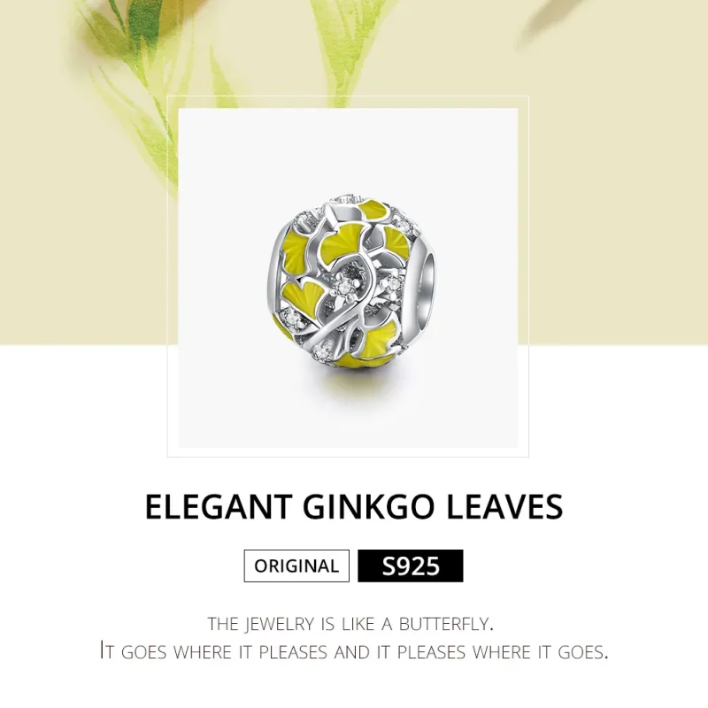 (zdjęcie do) Charms Typu Pandora Eleganckie liście miłorzębu - BSC334 - Wyświetl 6