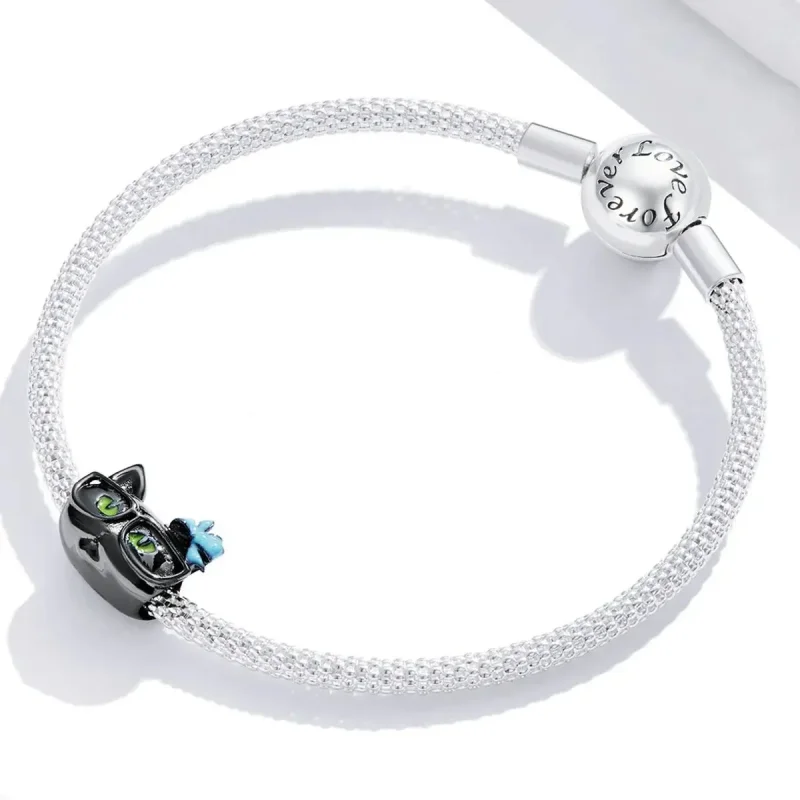 (zdjęcie do) Charms Typu Pandora Fajny Czarny Kot - SCC2086 - Wyświetl 3