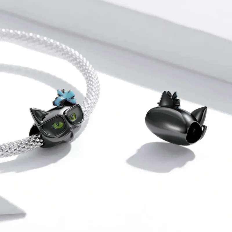 (zdjęcie do) Charms Typu Pandora Fajny Czarny Kot - SCC2086 - Wyświetl 4