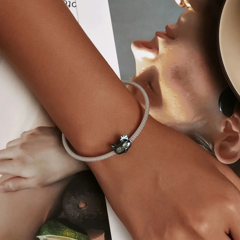 (zdjęcie do) Charms Typu Pandora Fajny Czarny Kot - SCC2086 - Wyświetl 6