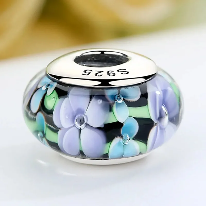 (zdjęcie do) Charms Typu Pandora Fioletowe Kwiaty Szkło Murano - SCZ009 - Wyświetl 4