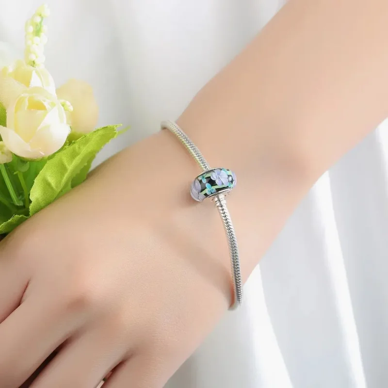 (zdjęcie do) Charms Typu Pandora Fioletowe Kwiaty Szkło Murano - SCZ009 - Wyświetl 6