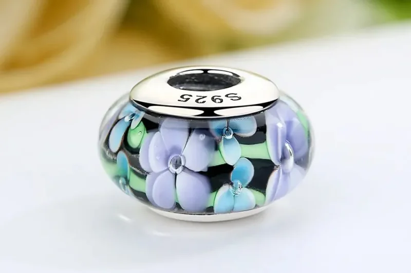 (zdjęcie do) Charms Typu Pandora Fioletowe Kwiaty Szkło Murano - SCZ009 - Wyświetl 8