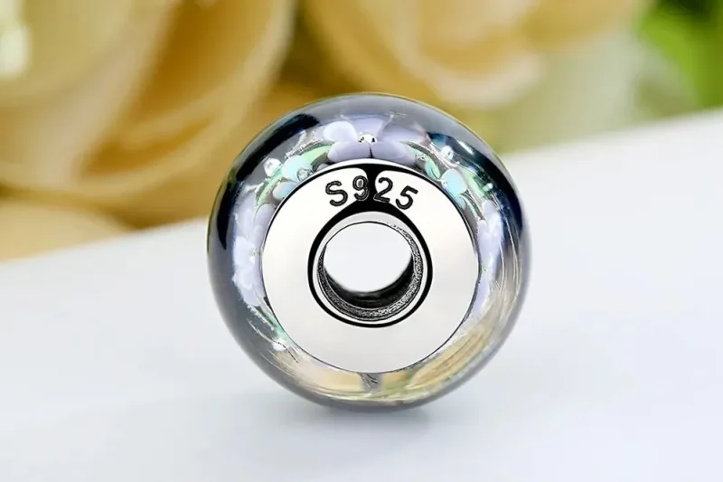 (zdjęcie do) Charms Typu Pandora Fioletowe Kwiaty Szkło Murano - SCZ009 - Wyświetl 9