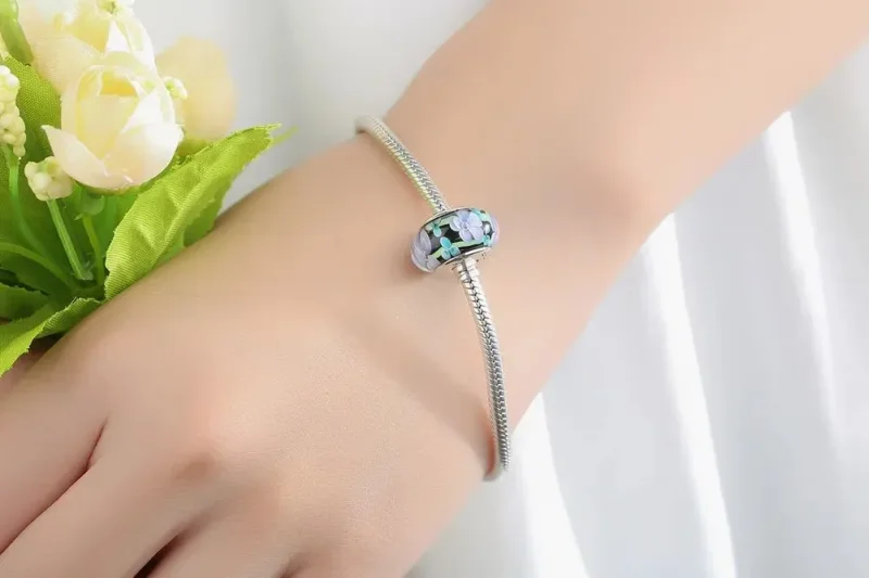 (zdjęcie do) Charms Typu Pandora Fioletowe Kwiaty Szkło Murano - SCZ009 - Wyświetl 10
