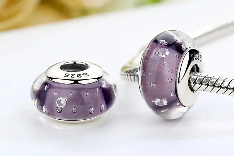 (zdjęcie do) Charms Typu Pandora Fioletowe szkło Murano - SCZ001 - Wyświetl 7