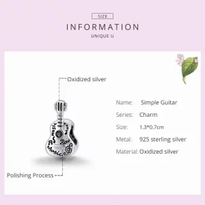 Charms Typu Pandora Gitara - SCC1708