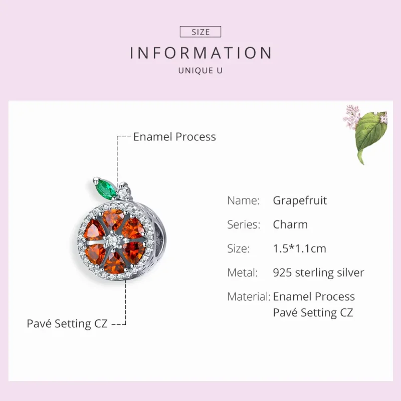 (zdjęcie do) Charms Typu Pandora Grejpfrut - SCC1277 - Wyświetl 3