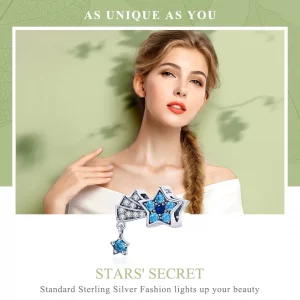 Charms Typu Pandora Gwiazdki z szafirową biżuterią - SCC912