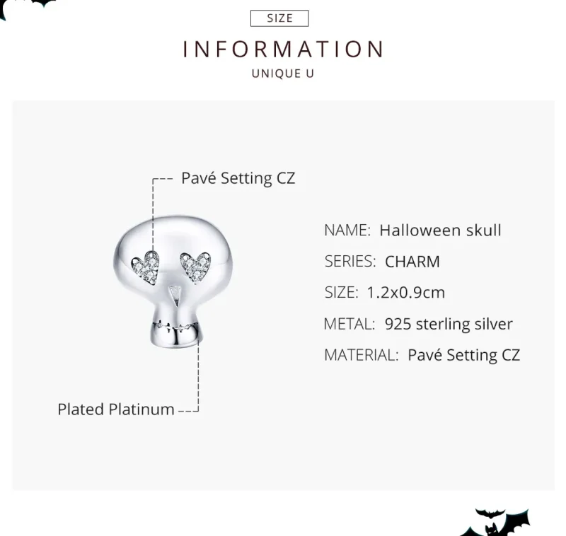 (zdjęcie do) Charms Typu Pandora Halloweenowa czaszka - SCC1362 - Wyświetl 7