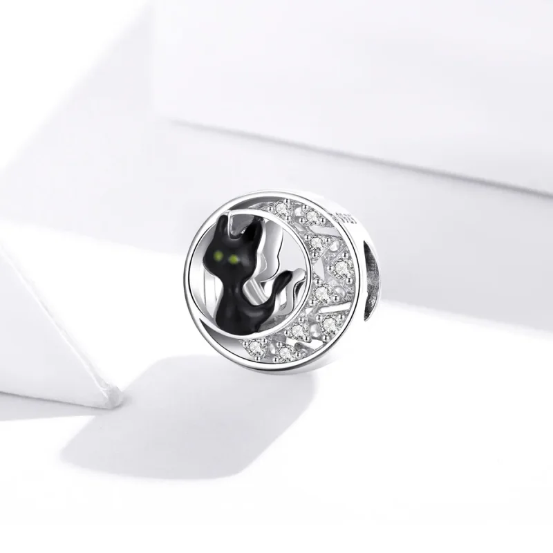 (zdjęcie do) Charms Typu Pandora Halloweenowy czarny kot - BSC325 - Wyświetl 2