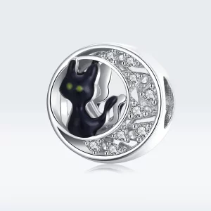 Charms Typu Pandora Halloweenowy czarny kot - BSC325