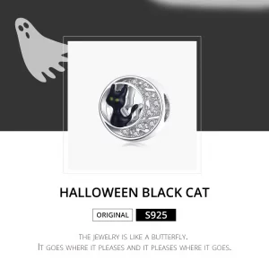 Charms Typu Pandora Halloweenowy czarny kot - BSC325