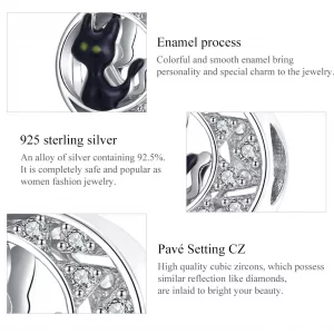 Charms Typu Pandora Halloweenowy czarny kot - BSC325