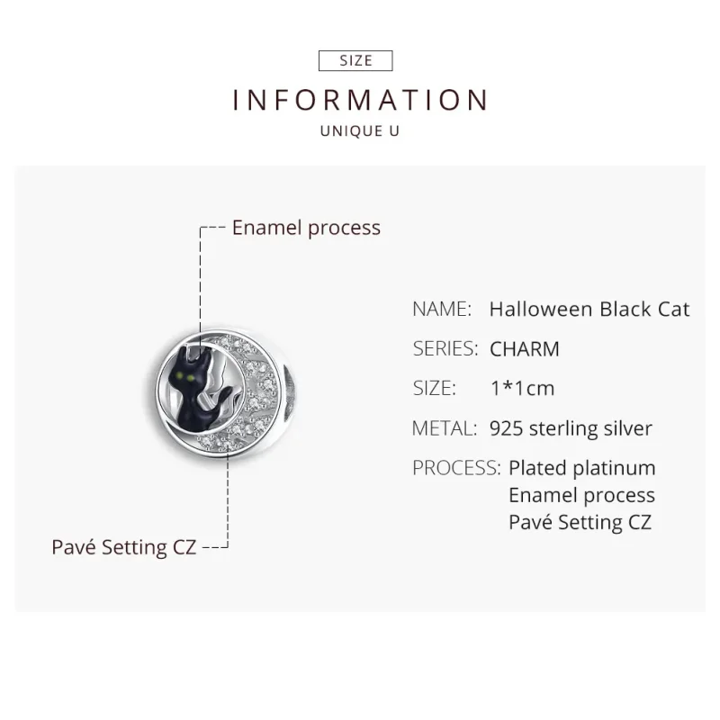 (zdjęcie do) Charms Typu Pandora Halloweenowy czarny kot - BSC325 - Wyświetl 8