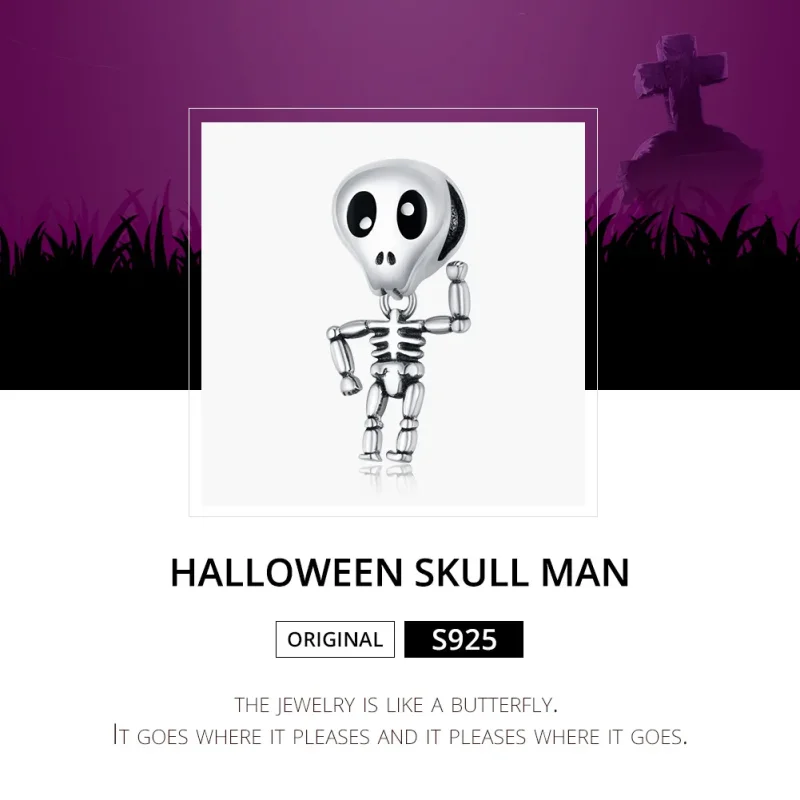 (zdjęcie do) Charms Typu Pandora Halloweenowy człowiek z czaszką - SCC1617 - Wyświetl 6